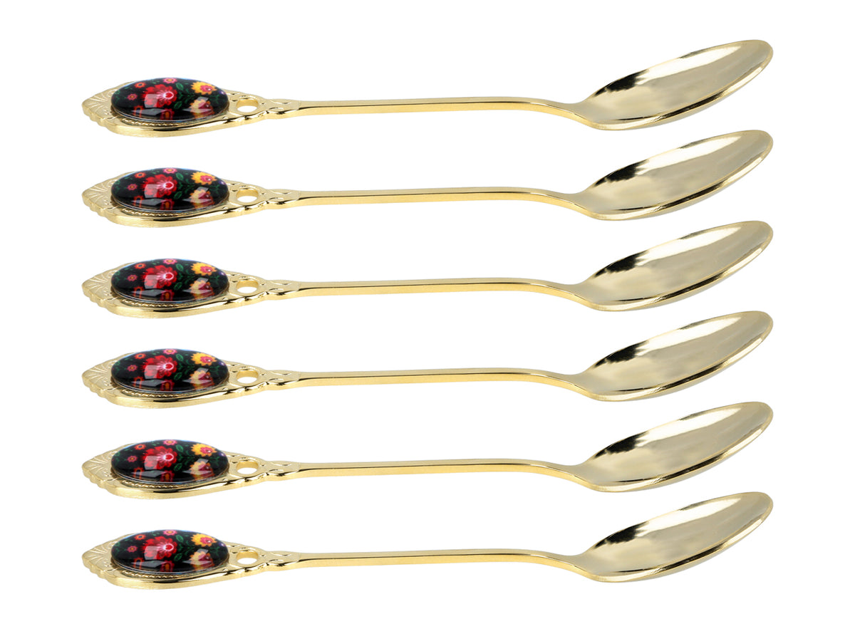 Cucchiaini Kujawskie rivestiti in oro 24K, neri