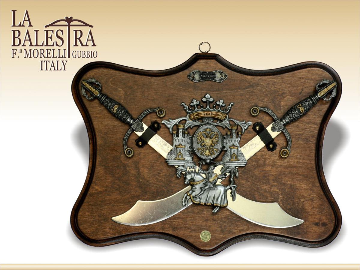Decorazione, replica di due spade incrociate, 28 x 38 cm