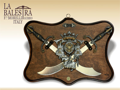 Decorazione, replica di due spade incrociate, 28 x 38 cm