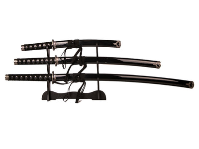 Set di 3 spade samurai su supporto, personalizzabile con incisione
