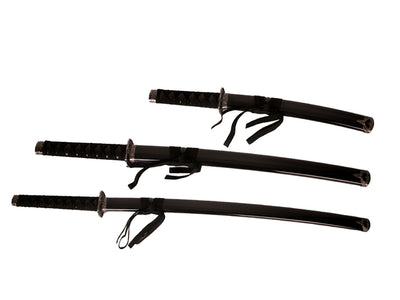 Set di 3 spade samurai su supporto, personalizzabile con incisione