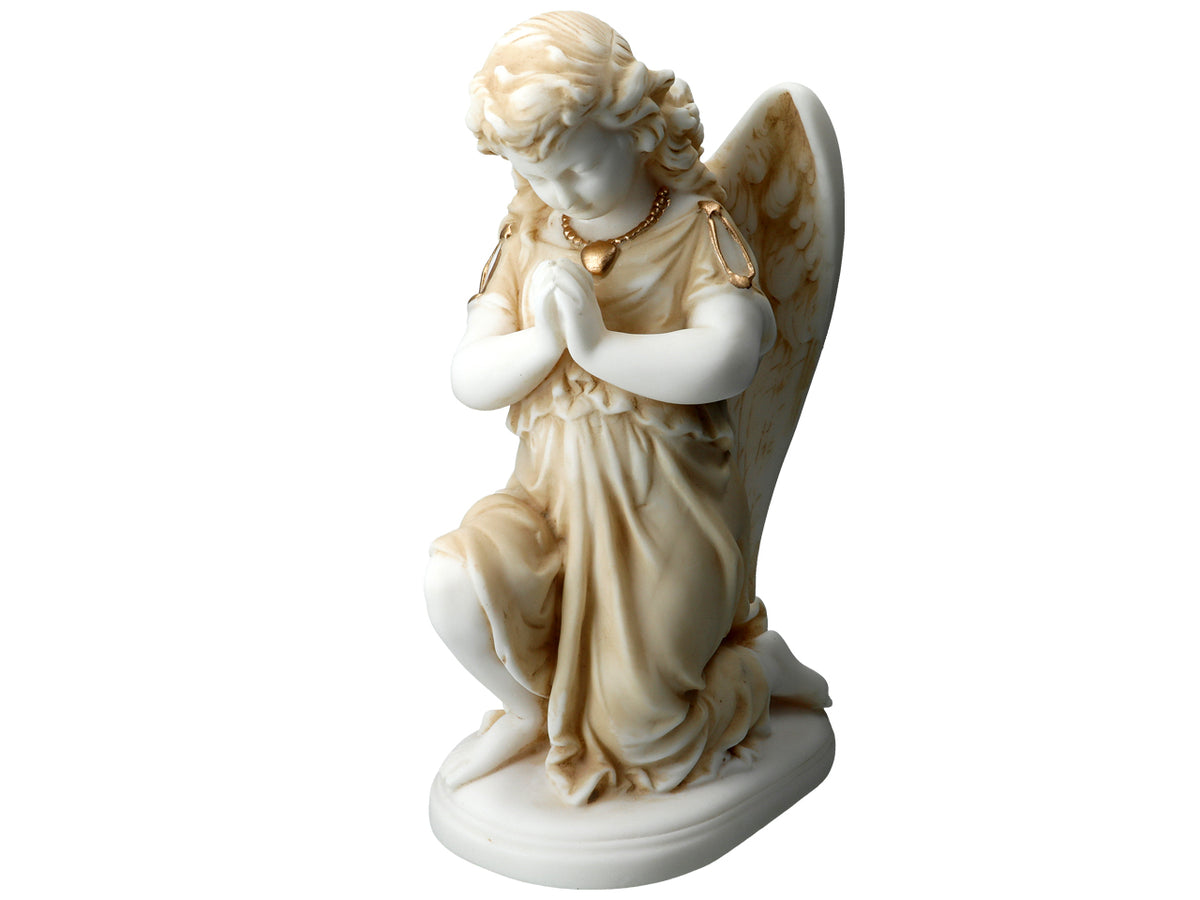 Angelo alabastrino in preghiera - statuetta in alabastro 25cm, personalizzabile con incisione