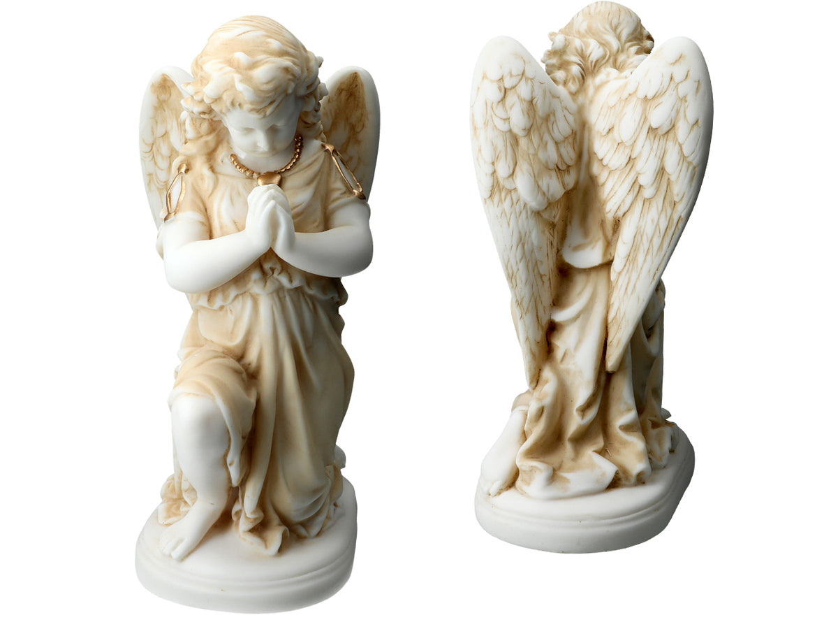 Angelo alabastrino in preghiera - statuetta in alabastro 25cm, personalizzabile con incisione