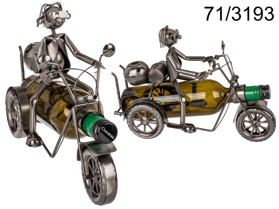 Portabottiglie in metallo - motociclista II, personalizzabile con incisione