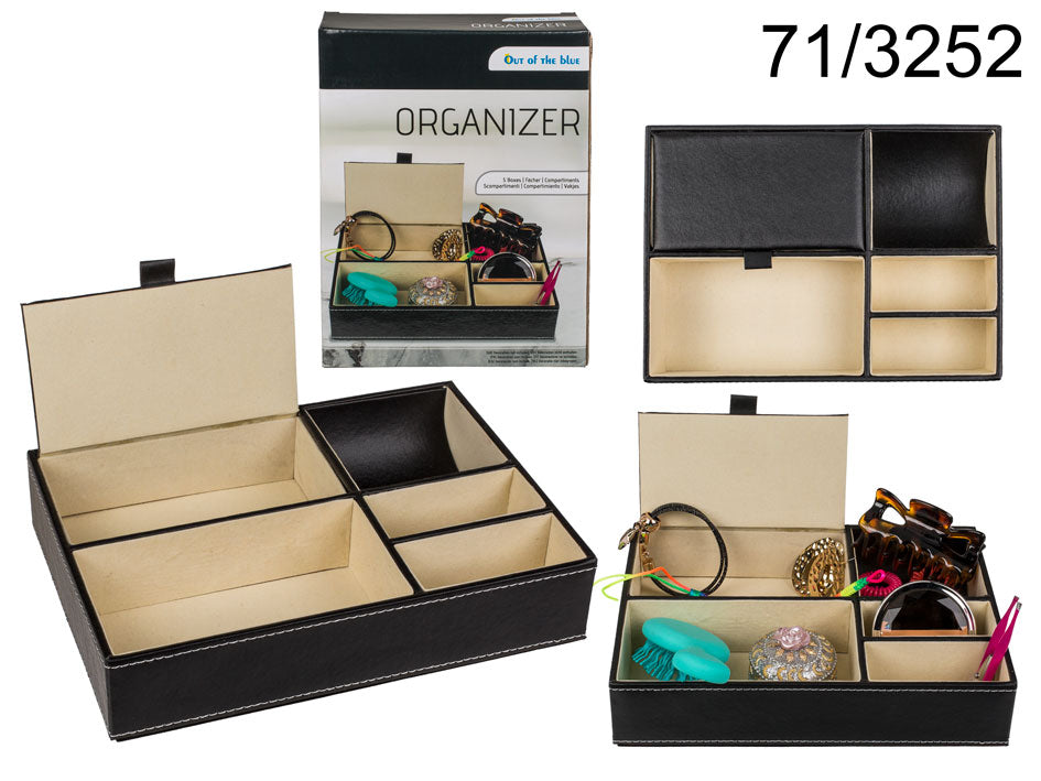 Organizer per gioielli in ecopelle, personalizzabile con incisione, 25 x 18 x 5 cm