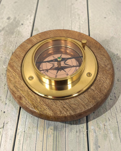 Elegante bussola decorativa con finitura in ottone, incisione personalizzata, 15 cm, ideale come regalo per appassionati di viaggi, realizzata in legno e vetro