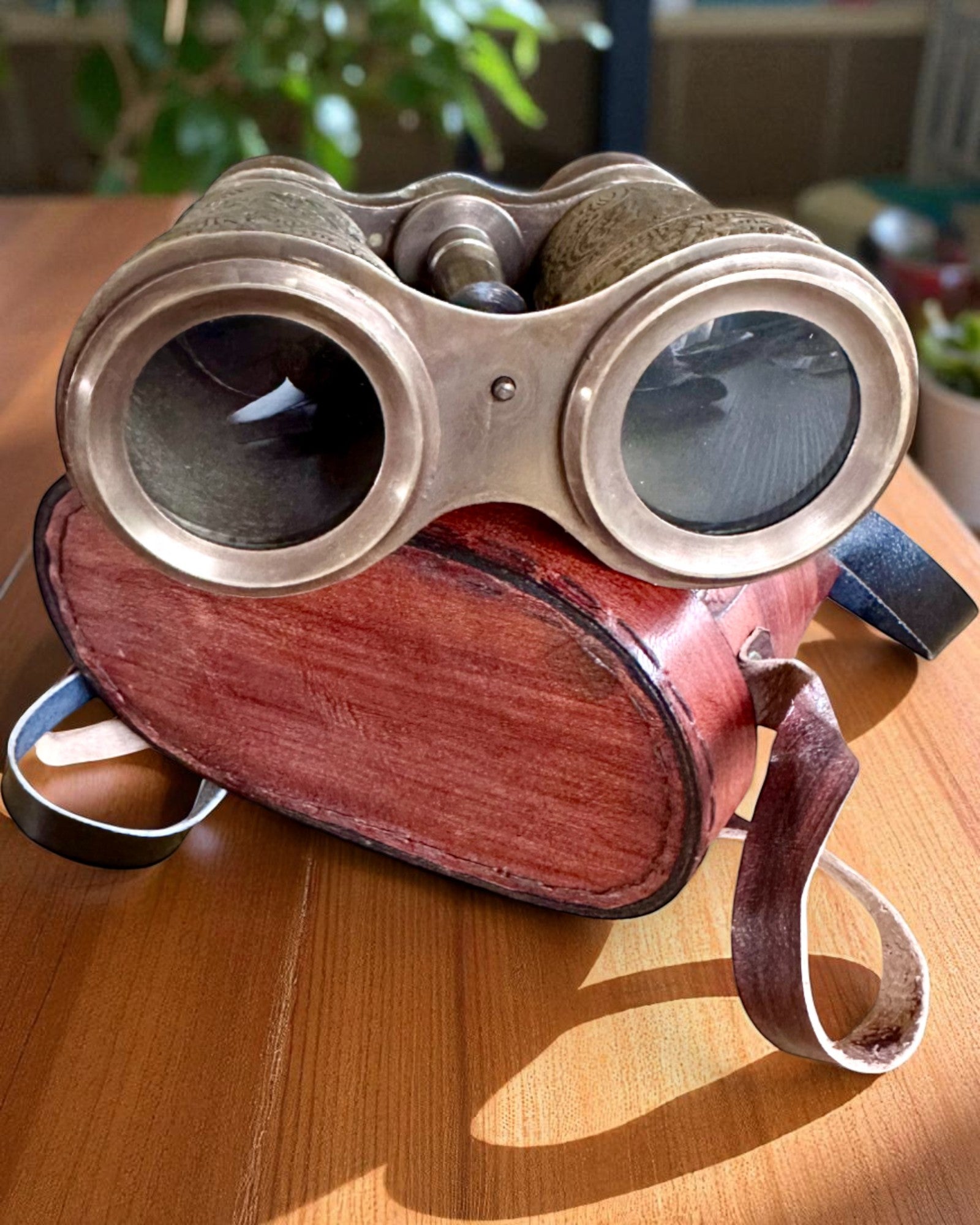 Binocolo con custodia in pelle Victorian's Eye, 11 cm in ottone, decorato a mano, personalizzazione con incisione per regalo