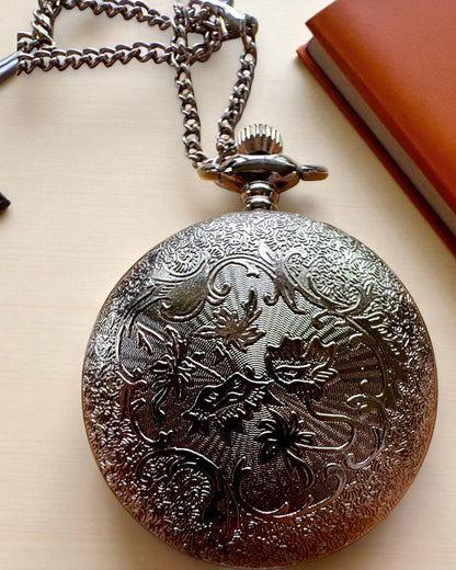 Orologio da Tasca Nero "Midnight Elegance", personalizzazione per regalo con incisione