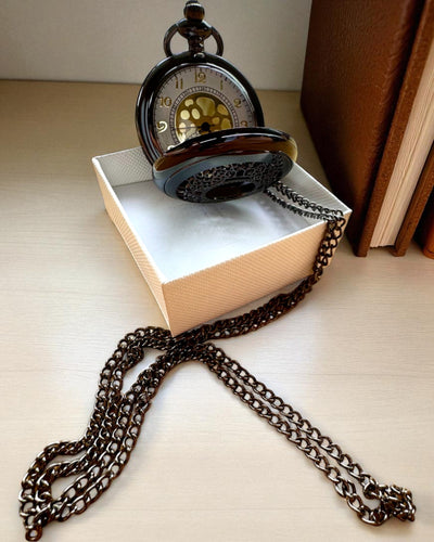 Orologio da Tasca Nero "Midnight Elegance", personalizzazione per regalo con incisione