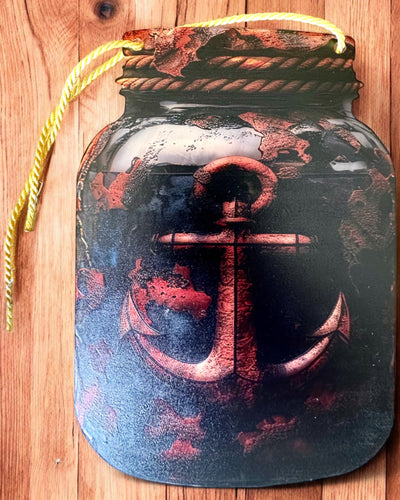 Ciondolo Marino Ancora in Barattolo decorazione sospesa, possibilità di personalizzazione con incisione