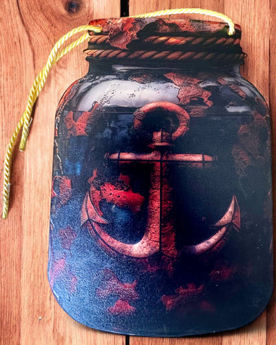 Ciondolo Marino Ancora in Barattolo decorazione sospesa, possibilità di personalizzazione con incisione
