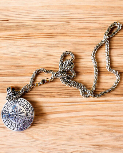 Collana "Albero della Vita" in acciaio inossidabile con personalizzazione, con simbolo Aegishjalmur, (Elmo del Terrore)