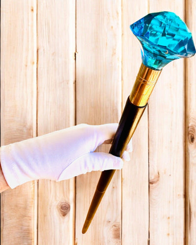 Bastone da passeggio "Diamante Blu" - In legno, realizzato a mano, possibilità di incisione