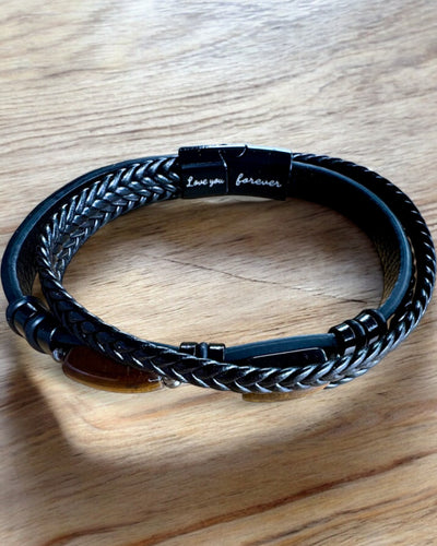 Bracciale Maschile Magnetic Love – in pelle con possibilità di personalizzazione con incisione per regalo