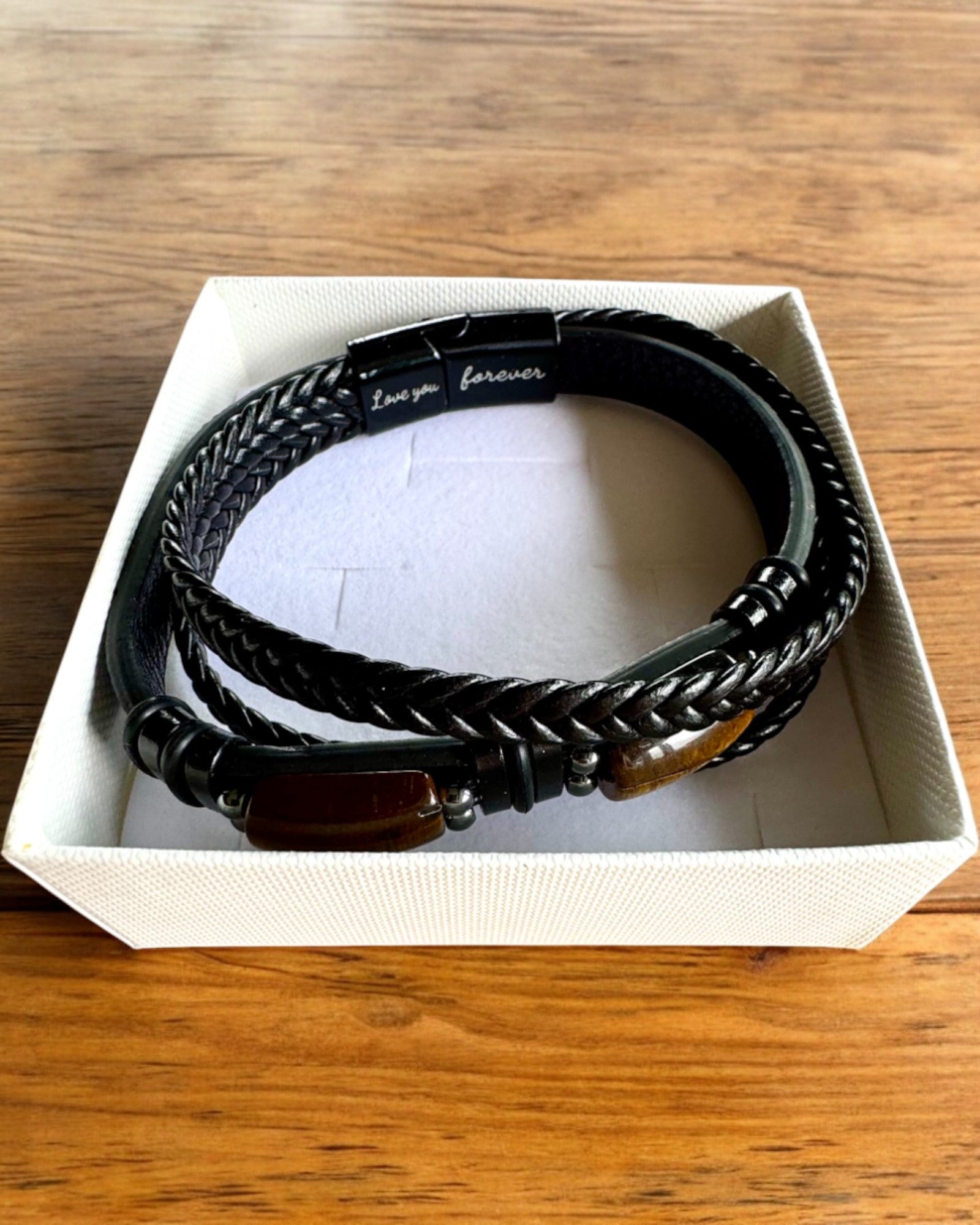 Bracciale Maschile Magnetic Love – in pelle con possibilità di personalizzazione con incisione per regalo
