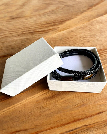 Bracciale Maschile Magnetic Love – in pelle con possibilità di personalizzazione con incisione per regalo
