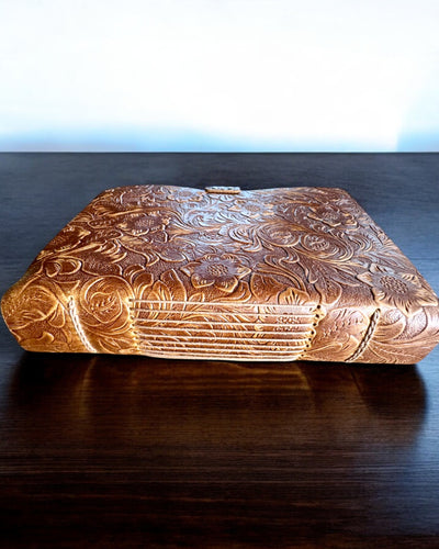 Taccuino Vintage in Pelle "Floralis" – stampato a mano, 400 pagine, possibilità di incisione, 2 varianti
