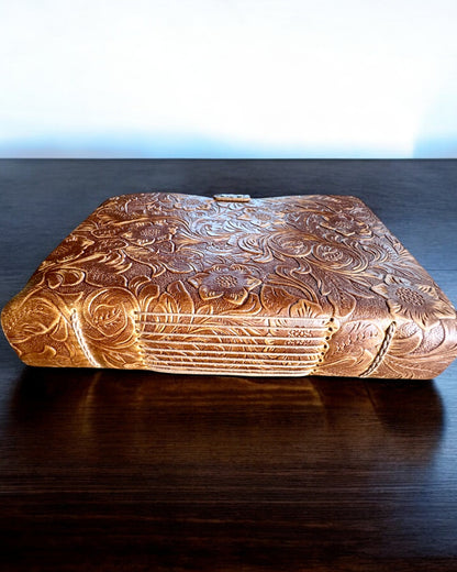 Taccuino Vintage in Pelle "Floralis" – stampato a mano, 400 pagine, possibilità di incisione, 2 varianti