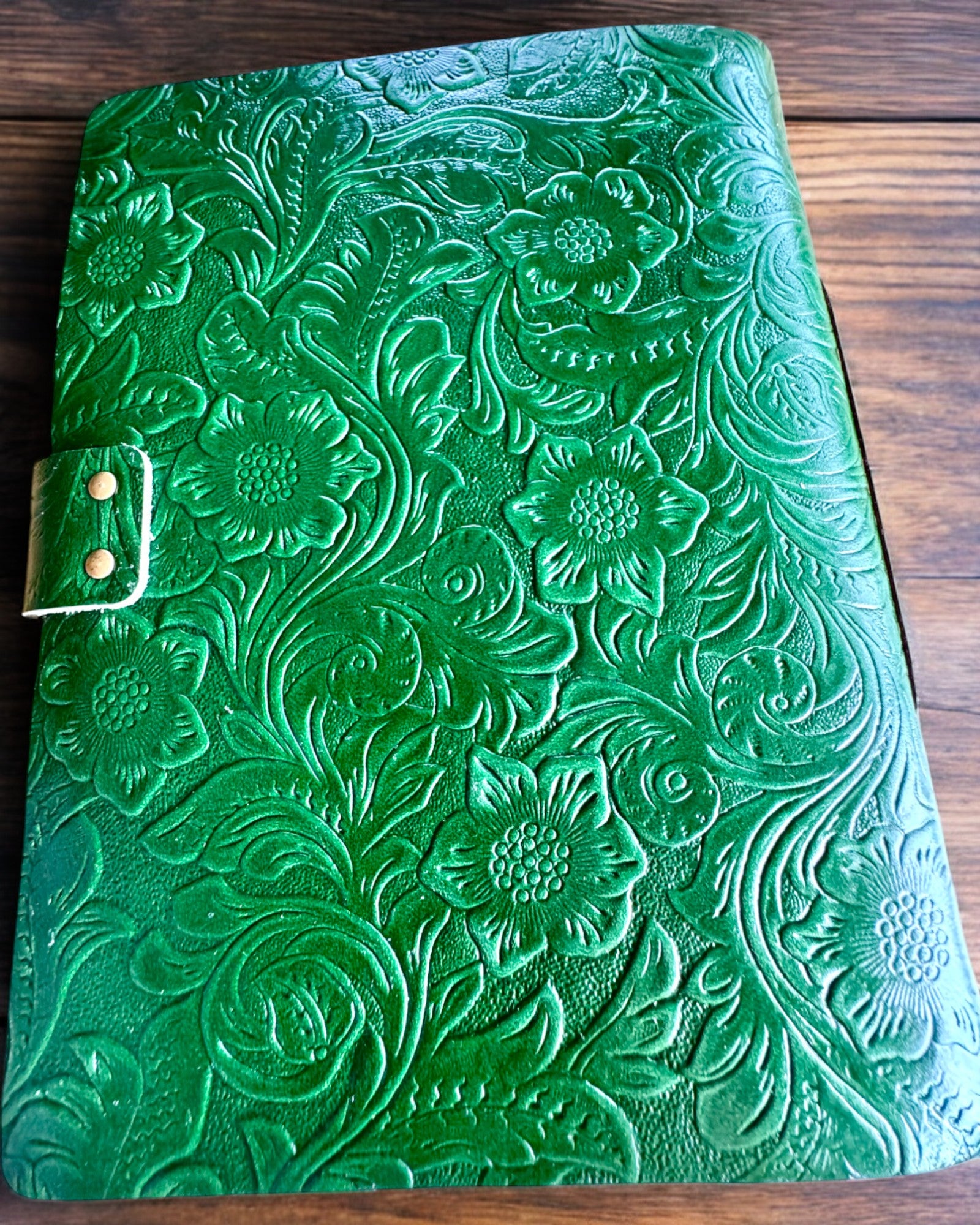 Taccuino Vintage in Pelle "Floralis" – stampato a mano, 400 pagine, possibilità di incisione, 2 varianti