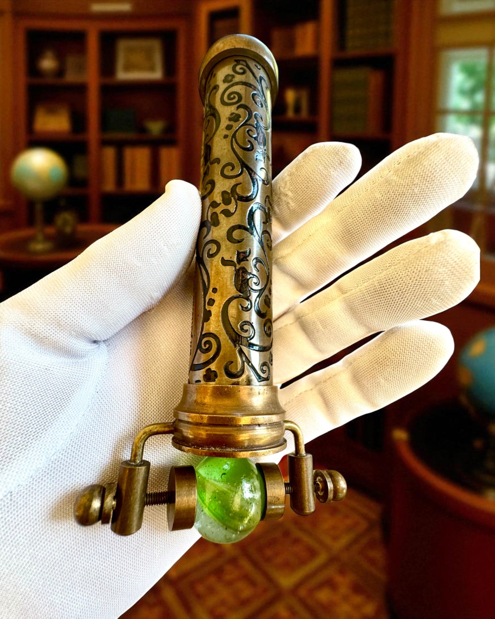 Caleidoscopio Vintage “Emerald Dreams”, 15 cm – fatto a mano, con possibilità di personalizzazione tramite incisione come regalo