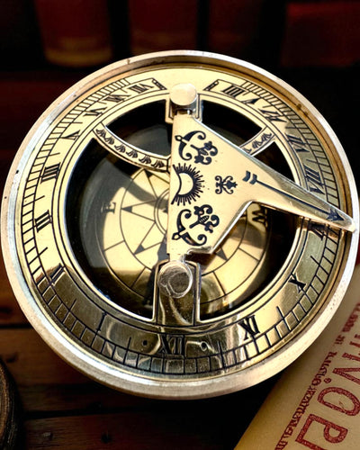 Bussola Solare Voyager 7cm – orologio solare in ottone con bussola, personalizzazione con incisione per regalo