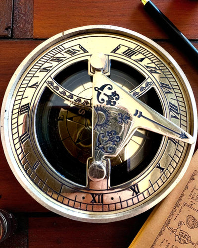 Bussola Solare Voyager 7cm – orologio solare in ottone con bussola, personalizzazione con incisione per regalo