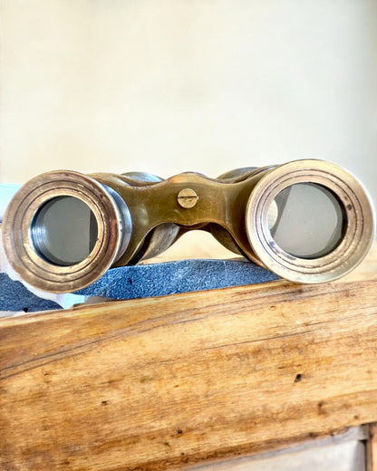 Binocolo con custodia in pelle Victorian's Eye, 11 cm in ottone, decorato a mano, personalizzazione con incisione per regalo