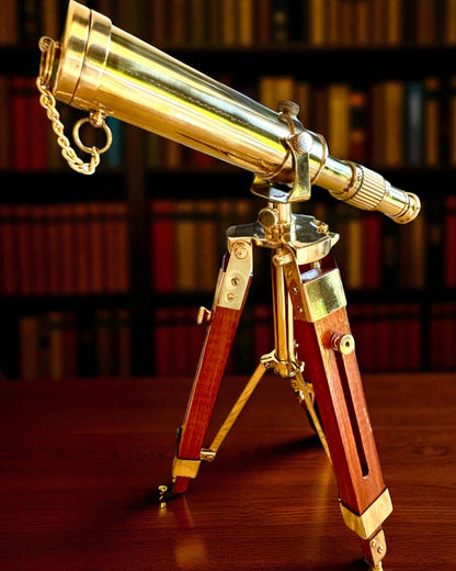 Cannocchiale Celestial su supporto in legno 41 cm, possibilità di personalizzazione con incisione come regalo