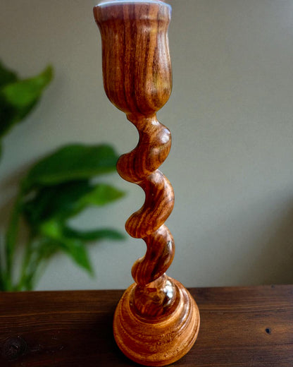 Set di 3 portacandele "Luce a Spirale" 25 cm di altezza, possibilità di personalizzazione con incisione per regalo