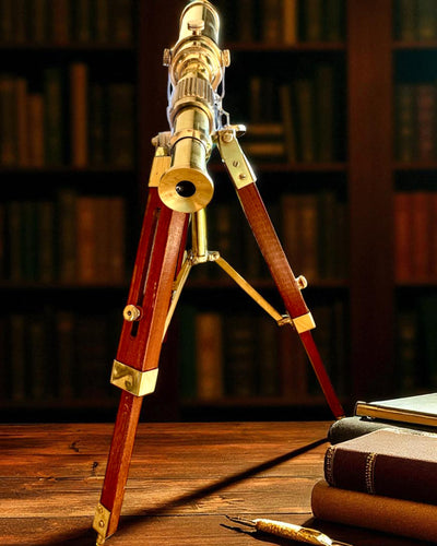 Cannocchiale Celestial su supporto in legno 41 cm, possibilità di personalizzazione con incisione come regalo