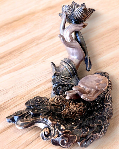 Mano Mistica, Bruciatore di Incenso, supporto per incenso a Flusso, possibilità di personalizzazione con incisione per regalo