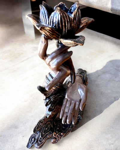 Mano Mistica, Bruciatore di Incenso, supporto per incenso a Flusso, possibilità di personalizzazione con incisione per regalo