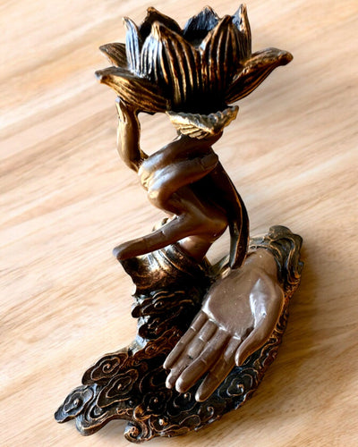 Mano Mistica, Bruciatore di Incenso, supporto per incenso a Flusso, possibilità di personalizzazione con incisione per regalo