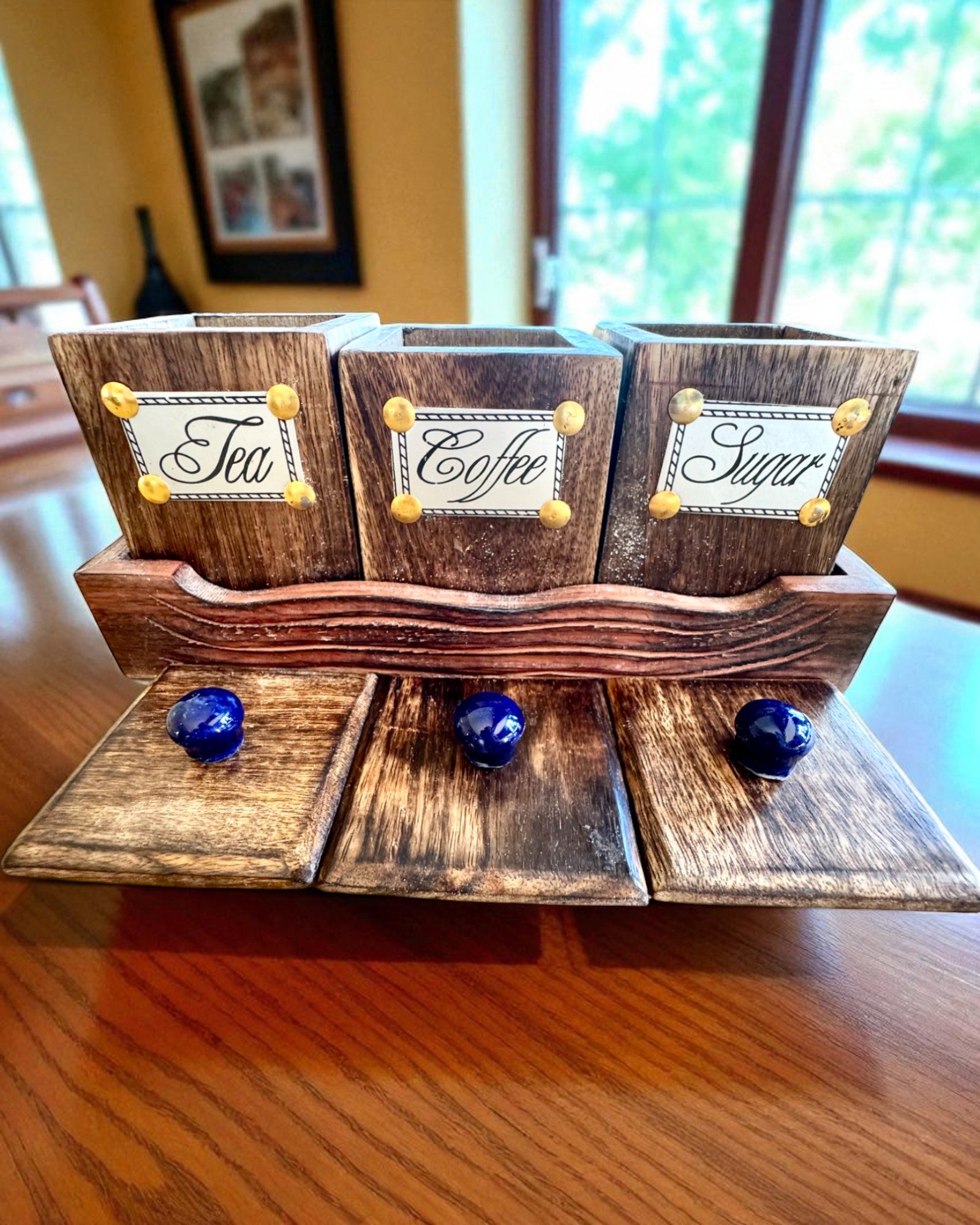 Set Royal Trio – Tè, Caffè, Zucchero in legno di Shisham, fatto a mano, con opzione di incisione per regalo