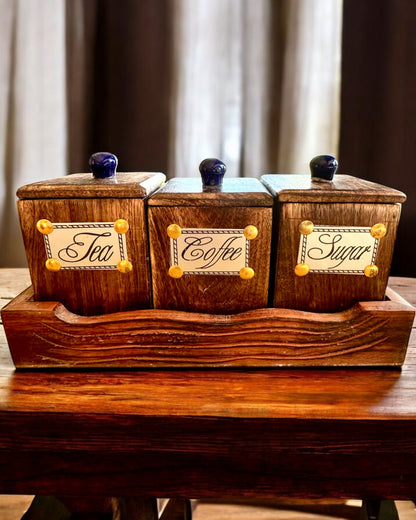 Set Royal Trio – Tè, Caffè, Zucchero in legno di Shisham, fatto a mano, con opzione di incisione per regalo