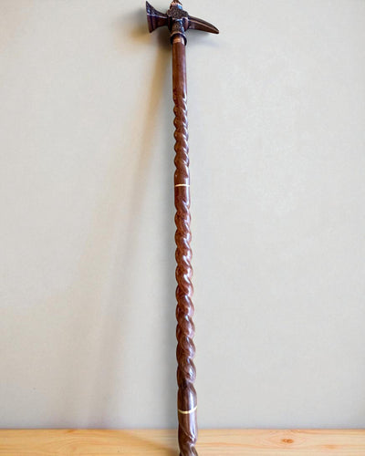 Bastone da passeggio - WIKING con testa a forma di martello da guerra, possibilità di personalizzazione con incisione per regalo