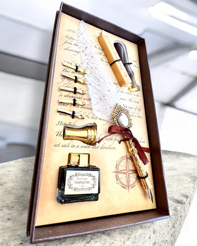Set Calligrafico "Eleganza in Pratica" con Opzione di Incisione, per regalo. 2 varianti di colore a scelta