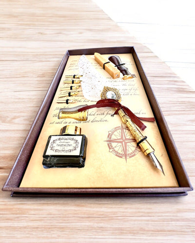 Set Calligrafico "Eleganza in Pratica" con Opzione di Incisione, per regalo. 2 varianti di colore a scelta