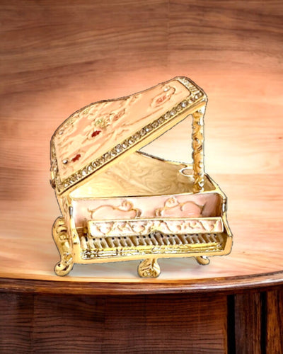 Elegante cofanetto portagioie "Mini Pianoforte - rose classiche" - con opzione di incisione per regalo
