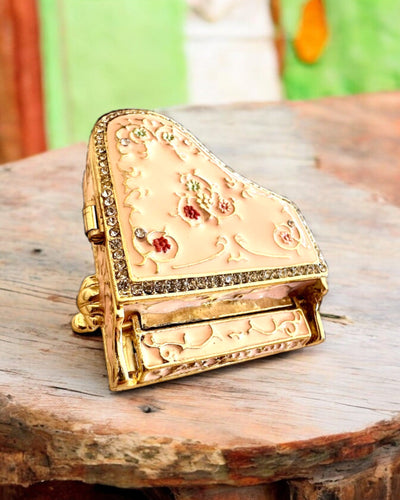 Elegante cofanetto portagioie "Mini Pianoforte - rose classiche" - con opzione di incisione per regalo
