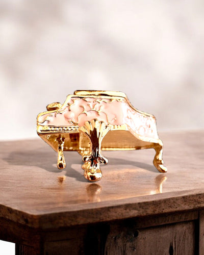 Elegante cofanetto portagioie "Mini Pianoforte - rose classiche" - con opzione di incisione per regalo