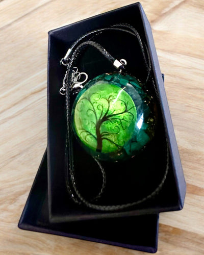 "Amuleto di Malachite della Vita" - collana personalizzabile con incisione per regalo