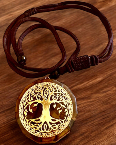 Amuleto "Drzewo Życia" con occhio di tigre, collana regalo con personalizzazione incisione