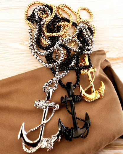 "Kotwica Determinacji - Amuleto Marino", collana, possibilità di personalizzazione con incisione per regalo, 3 varianti tra cui scegliere