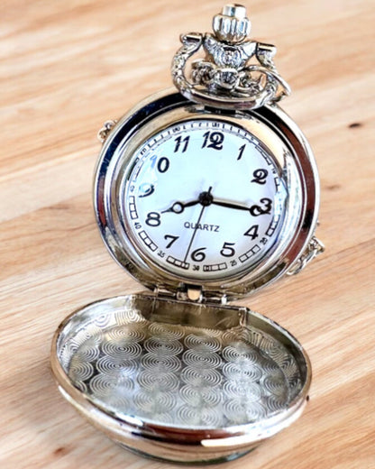Orologio da tasca "CloverTime" con motivo di quadrifoglio, possibilità di personalizzazione con incisione per regalo