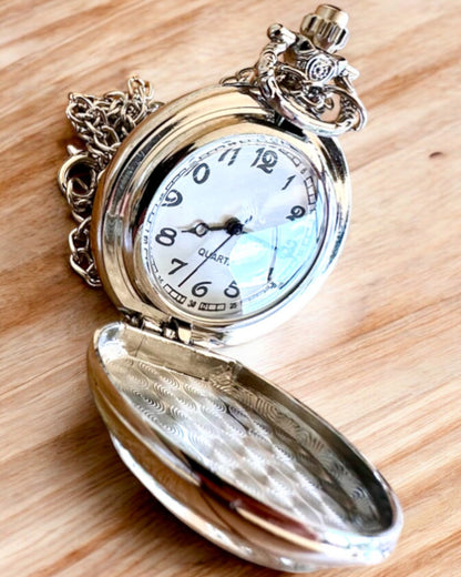 Orologio da tasca "CloverTime" con motivo di quadrifoglio, possibilità di personalizzazione con incisione per regalo