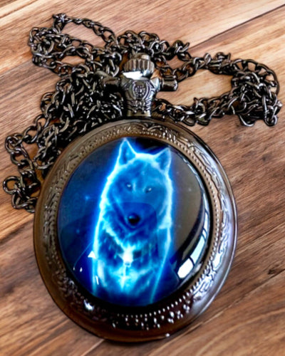 Orologio da Tasca Lunar Wolf – Orologio del Lupo Lunare, possibilità di personalizzazione con incisione per regalo