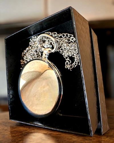 Orologio da Tasca Elegante "Classico Temporale", colore argento, possibilità di personalizzazione con incisione per regalo