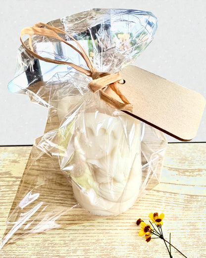 Candela di soia Volpe Invernale, altezza 7,5 cm, candela di soia colata a mano con una dolce volpe addormentata, personalizzabile con incisione sulla targhetta