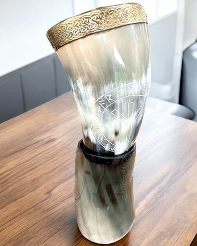 Tazza Corno "Viking Valor" - Incisa a Mano, Qualità Premium - 4 varianti disponibili